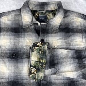 Pladra Men's Plaid Button Up WOLF Printed Flannel Shirt‎ Cotton Size XL